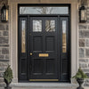 Exterior Colonial 2L 4P Front Door with Two Sidelights & Transom - Customisable: Size, Colour, Glass and Sidelight Options