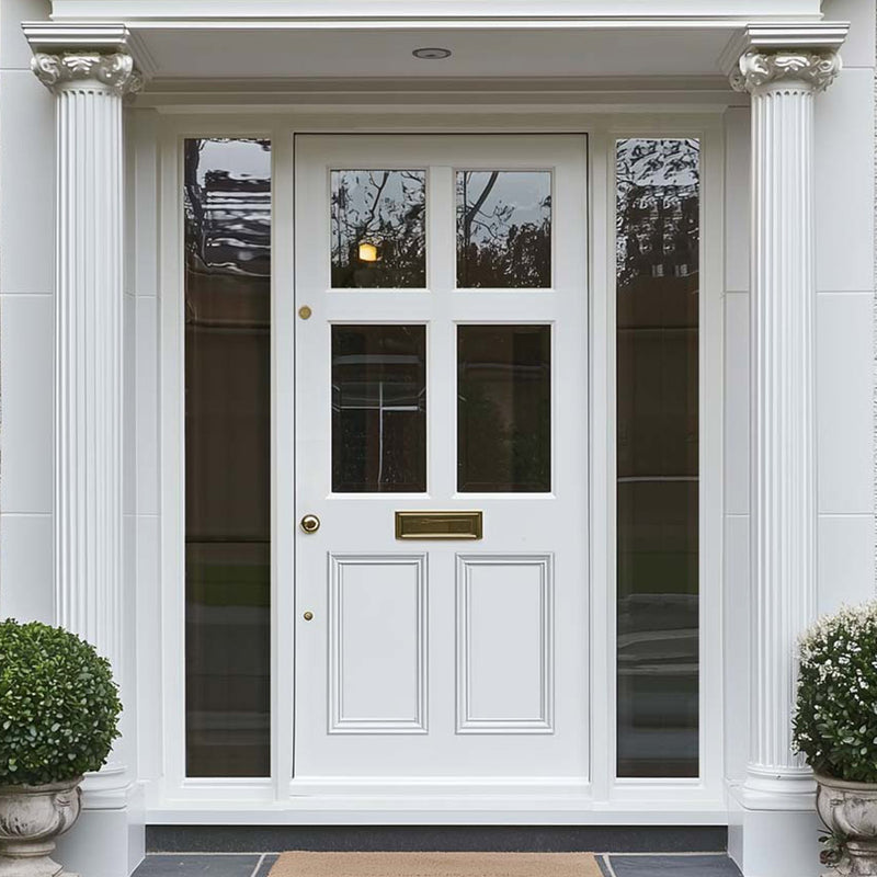 Exterior Colonial 4L 2P Front Door with Two Sidelights - Customisable: Size, Colour, Glass and Sidelight Options