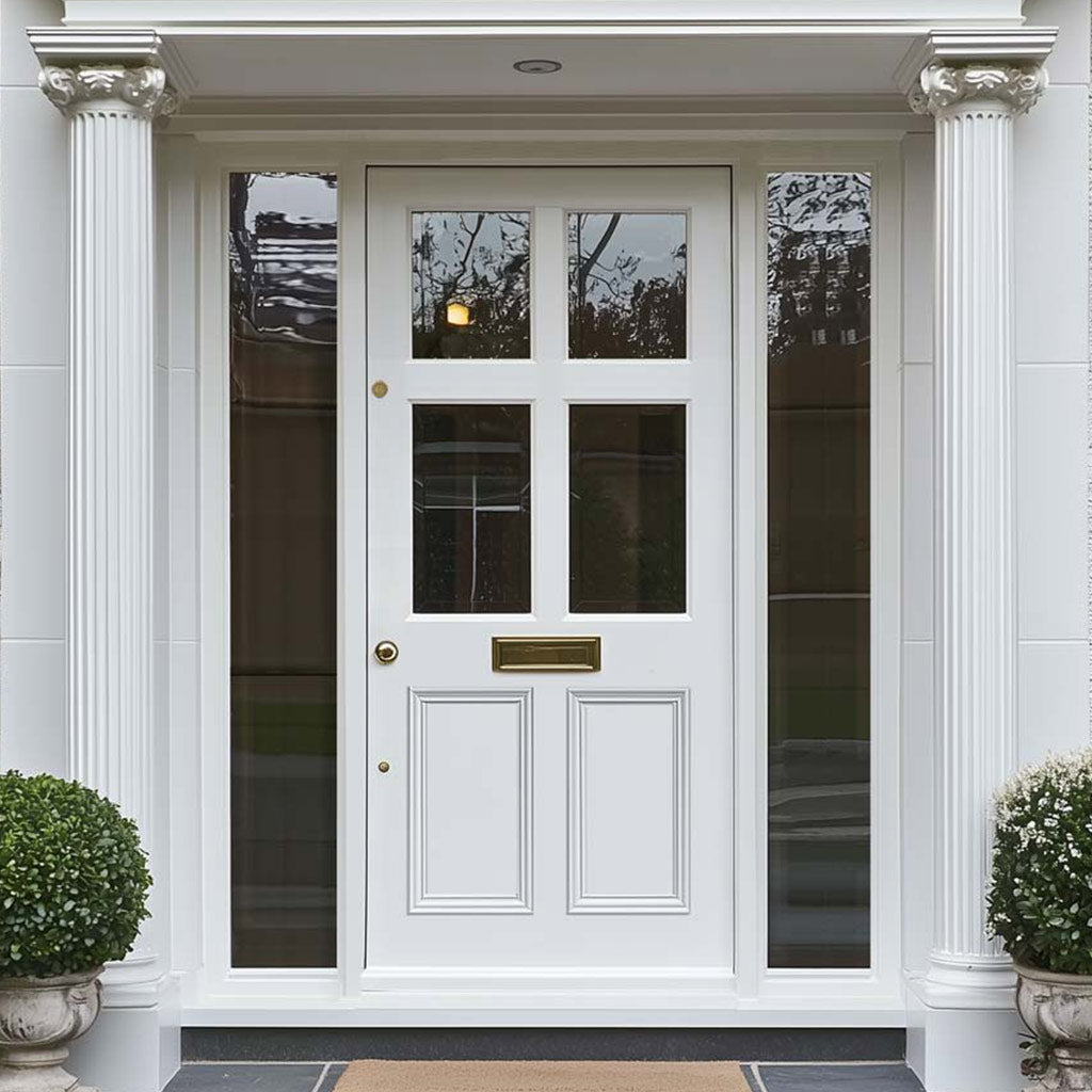 Exterior Colonial 4L 2P Front Door with Two Sidelights - Customisable: Size, Colour, Glass and Sidelight Options