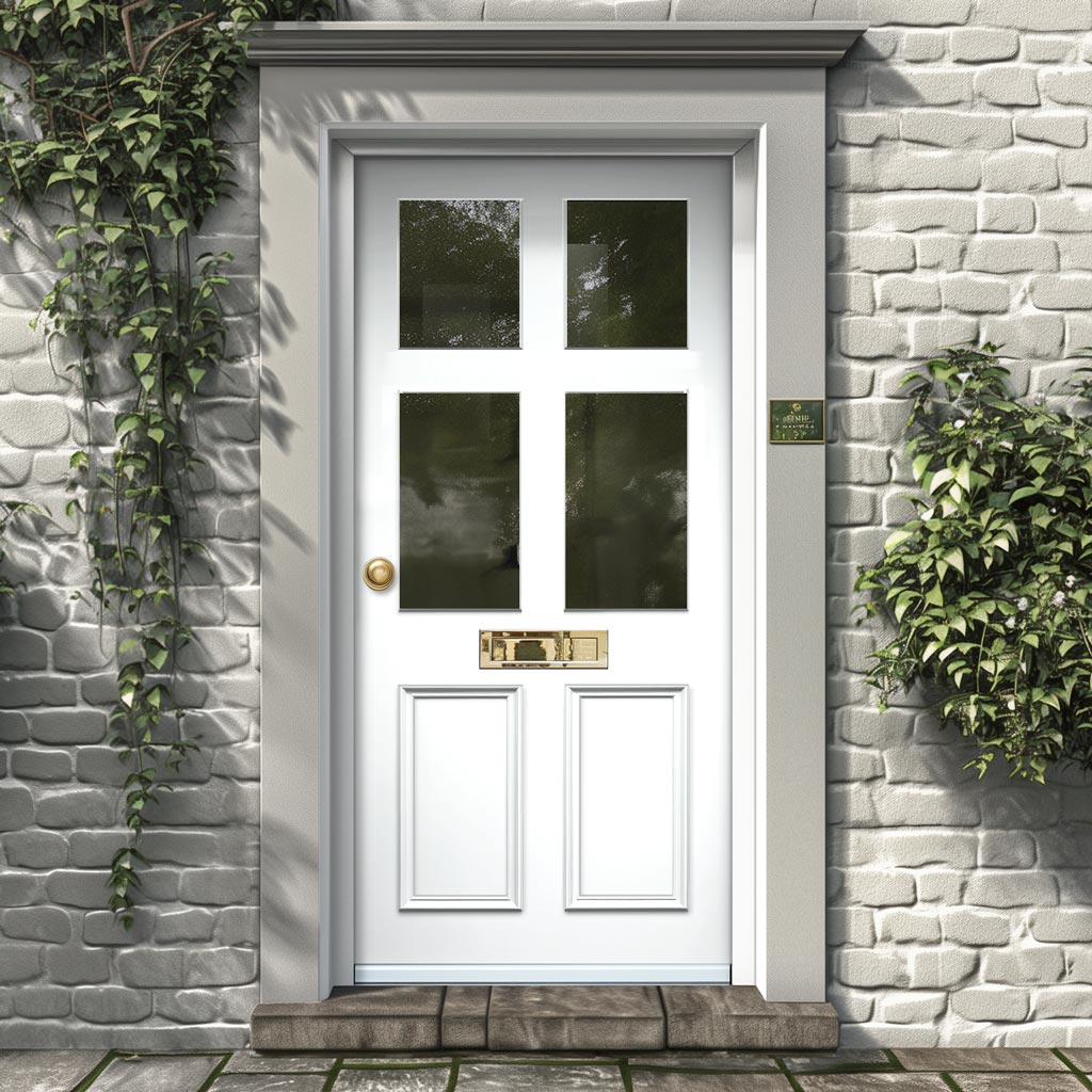 Exterior Colonial Made to Measure Front Door - 57mm Thick - Six Colour Options - Toughened Double Glazing - 4 Pane 2 Panel
