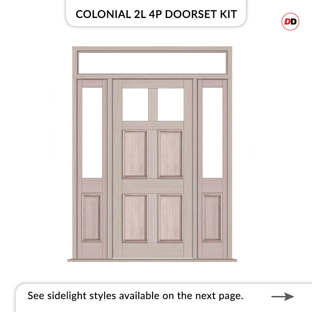 Exterior Colonial 2L 4P Front Door with Two Sidelights & Transom - Cus