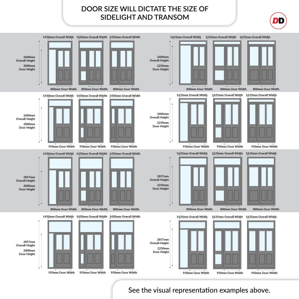 Exterior Colonial 2L 2P Front Door with Single Sidelight and Transom