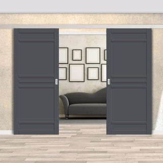 Image: Double Sliding Door & Premium Wall Track - Eco-Urban® Colorado 6 Panel Doors DD6436 - 6 Colour Options