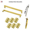 Concord XL 400mm Back to Back Double Door Pull Handle Pack - 6 Radius Cornered Hinges - Polished Gold Finish