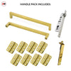 Concord XL 400mm Back to Back Double Door Pull Handle Pack - 8 Radius Cornered Hinges - Polished Gold Finish