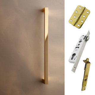 Image: Concord XL 400mm Back to Back Double Door Pull Handle Pack - 6 Radius Cornered Hinges - Polished Gold Finish