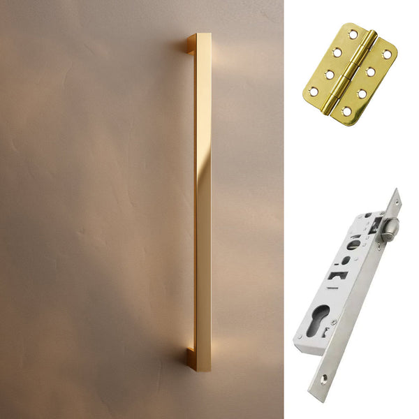 Concord XL 400mm Back to Back Pull Handle Pack - 3 Radius Cornered Hinges - Polished Gold Finish