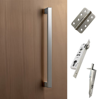 Image: Concord XL 400mm Back to Back Double Door Pull Handle Pack - 6 Radius Cornered Hinges - Satin Stainless Steel