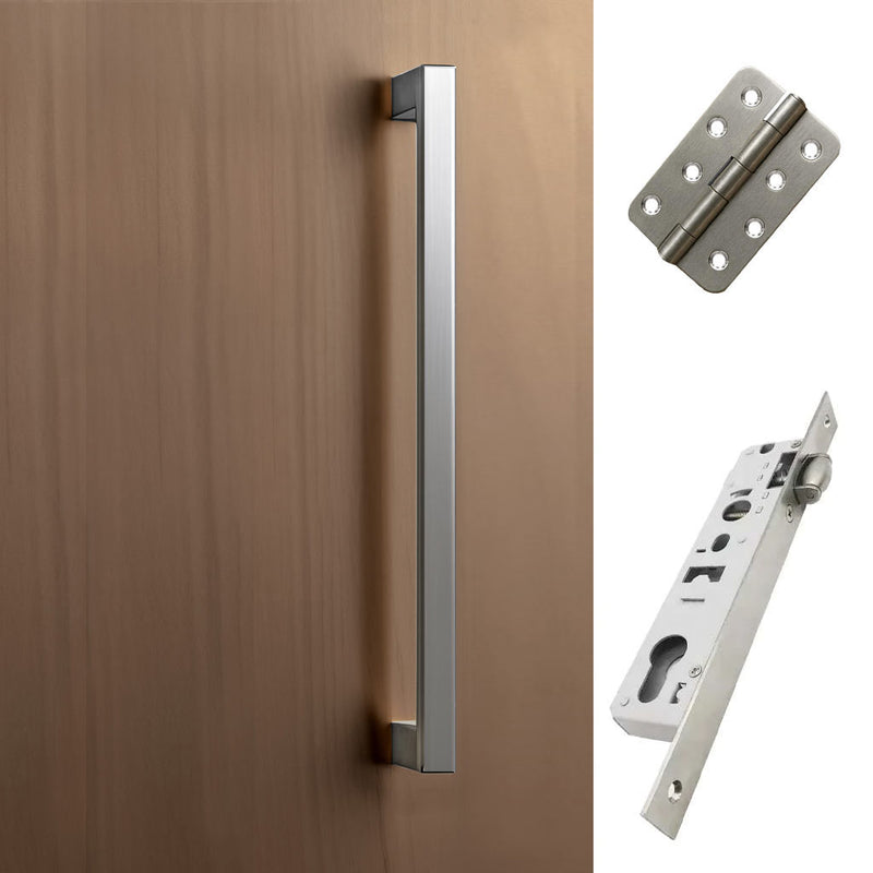 Concord XL 400mm Back to Back Pull Handle Pack - 4 Radius Cornered Hinges - Satin Stainless Steel