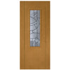 Contemporary Irish Oak Lightly Grained Internal PVC Door - Forfar Abstract Clear Glass