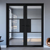 Cosmo Black Industrial Door with Clear Glass - Laminated - Prefinished