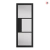 Cosmo Black Industrial Door with Clear Glass - Laminated - Prefinished