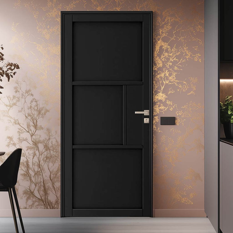 Cosmo Black Industrial Panel Door - Laminated - Prefinished