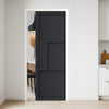 Cosmo Black Industrial Panel Single Evokit Pocket Door - Laminated - Prefinished