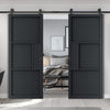 Top Mounted Black Sliding Track & Double Door - Cosmo Black Industrial Door - Laminated - Prefinished
