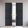 Cosmo Black Industrial Panel Absolute Evokit Double Pocket Doors - Laminated - Prefinished