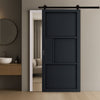 Top Mounted Black Sliding Track & Door - Cosmo Black Industrial Door - Laminated - Prefinished