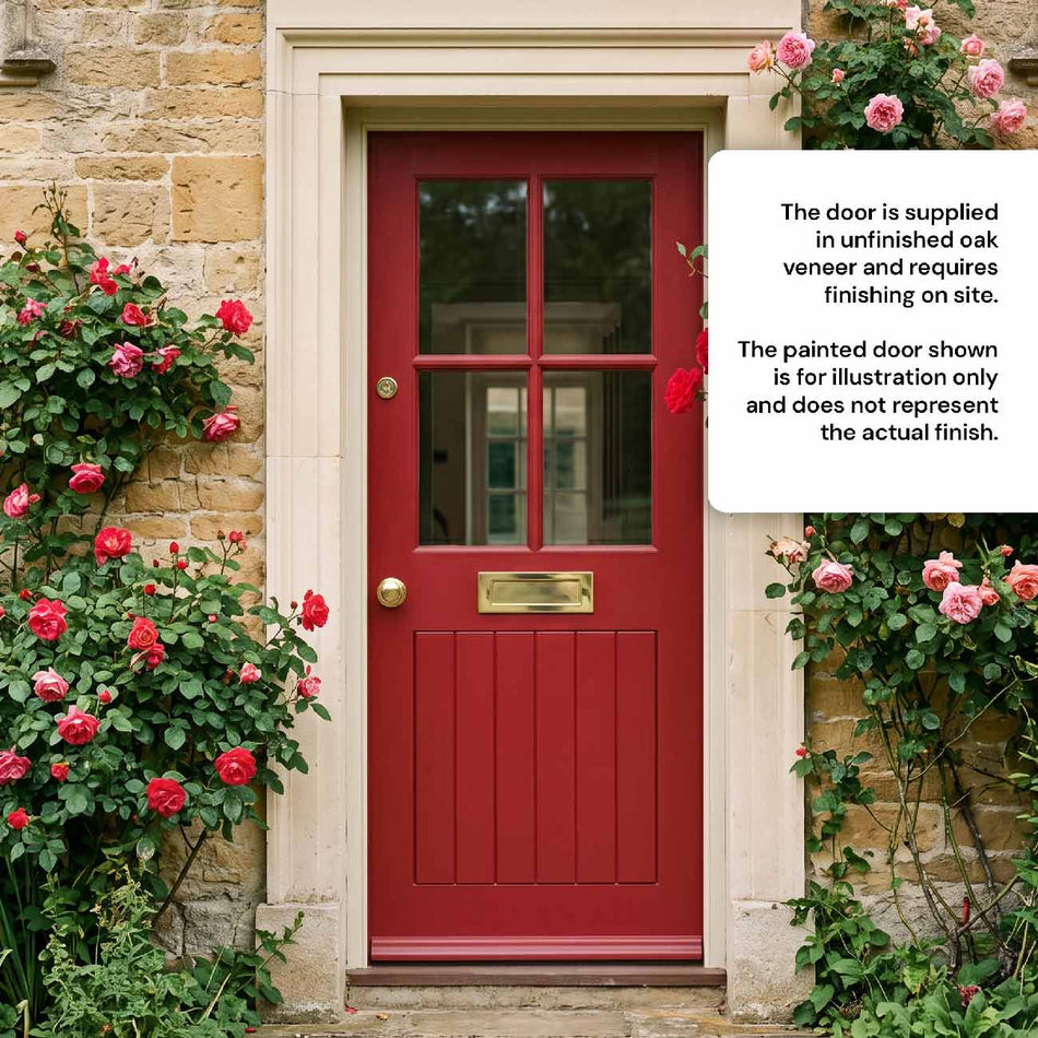 Cottage 4L Exterior Oak Door - Clear Double Glazing