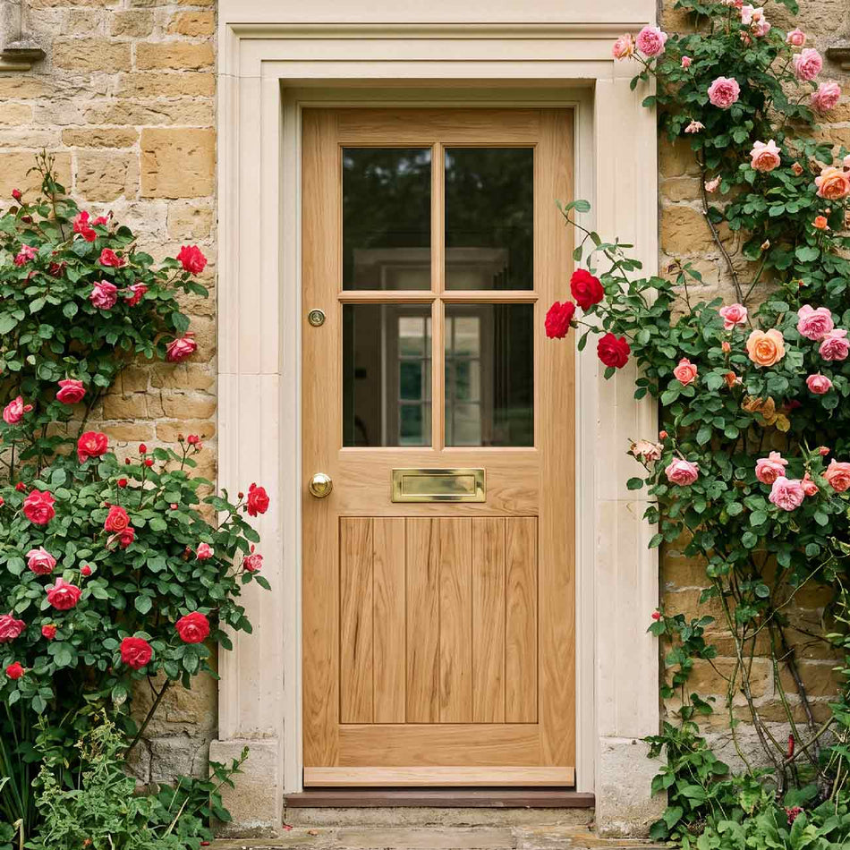 Cottage 4L Exterior Oak Door - Clear Double Glazing