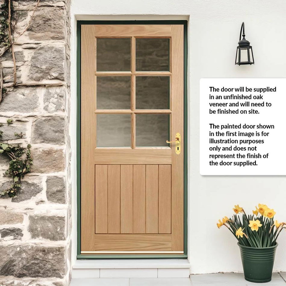 Cottage 6 Pane Exterior Oak Door - Clear Double Glazing