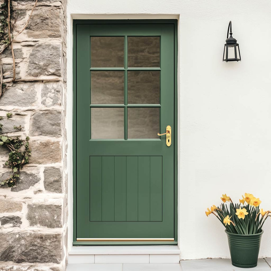 Cottage 6 Pane Exterior Oak Door - Clear Double Glazing