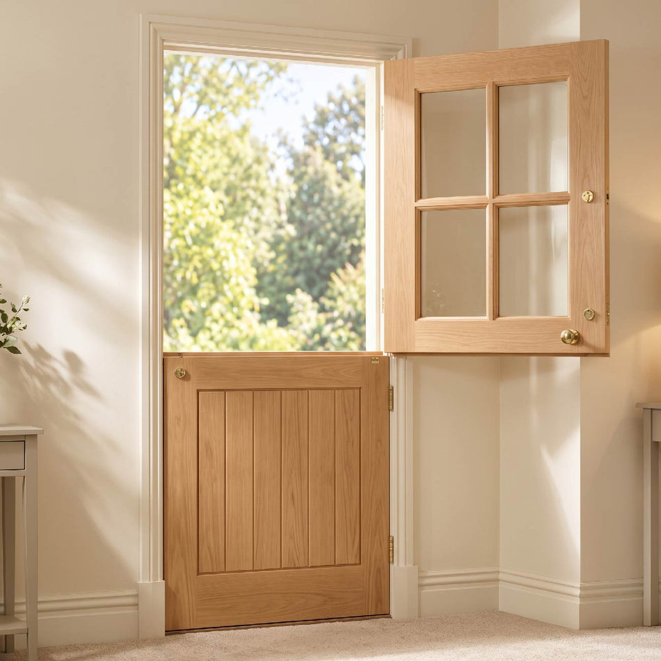 Cottage Stable 4L External Oak Door - Clear Double Glazing