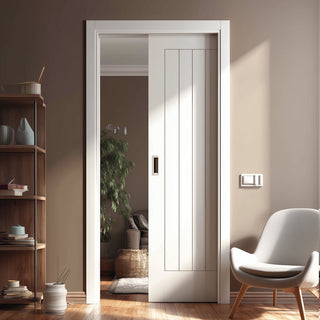 Image: Suffolk Flush Single Evokit Pocket Door - Primed