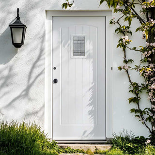 Image: GRP White Cottage Composite Front Door - Leaded Double Glazing - No Frame or Fittings