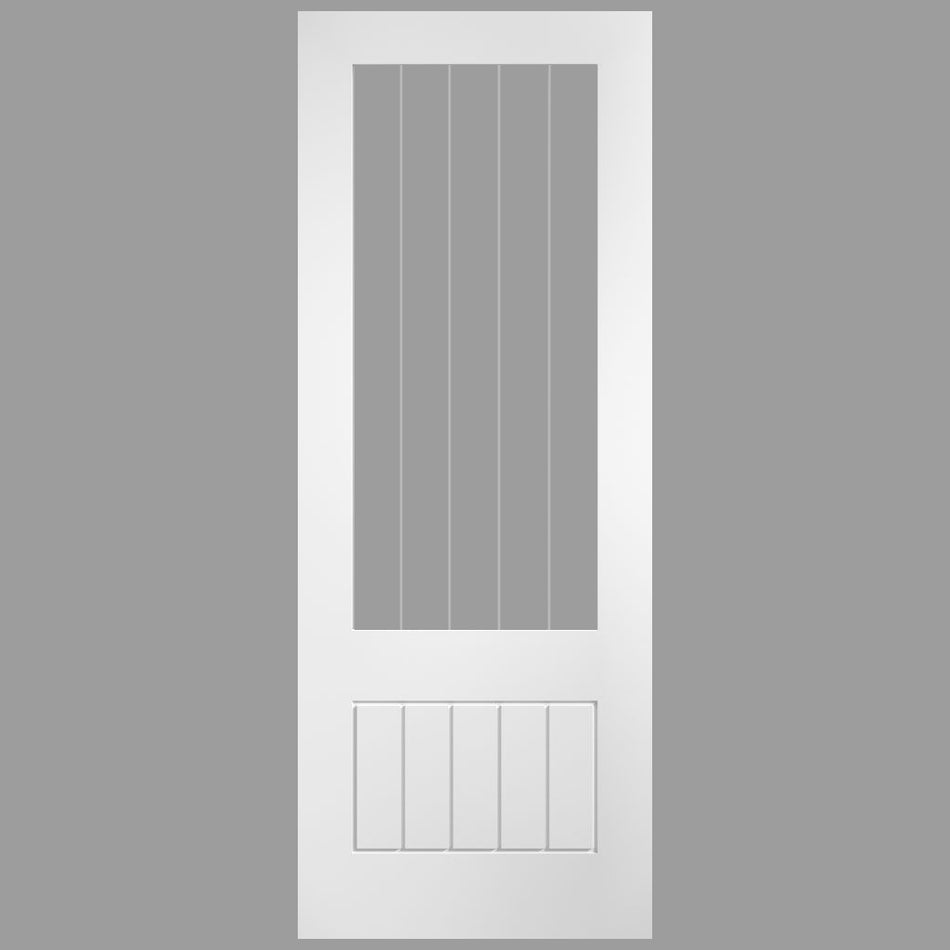 Friendly Value - White Primed Doors -  3/4 Clear Glass with Frosted Lines