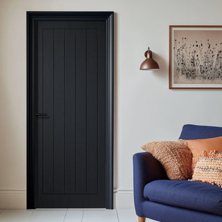 Image: JB Kind Cottage Black Internal Door - Black Matt Finish - 1/2 Hour Fire Rated - Prefinished