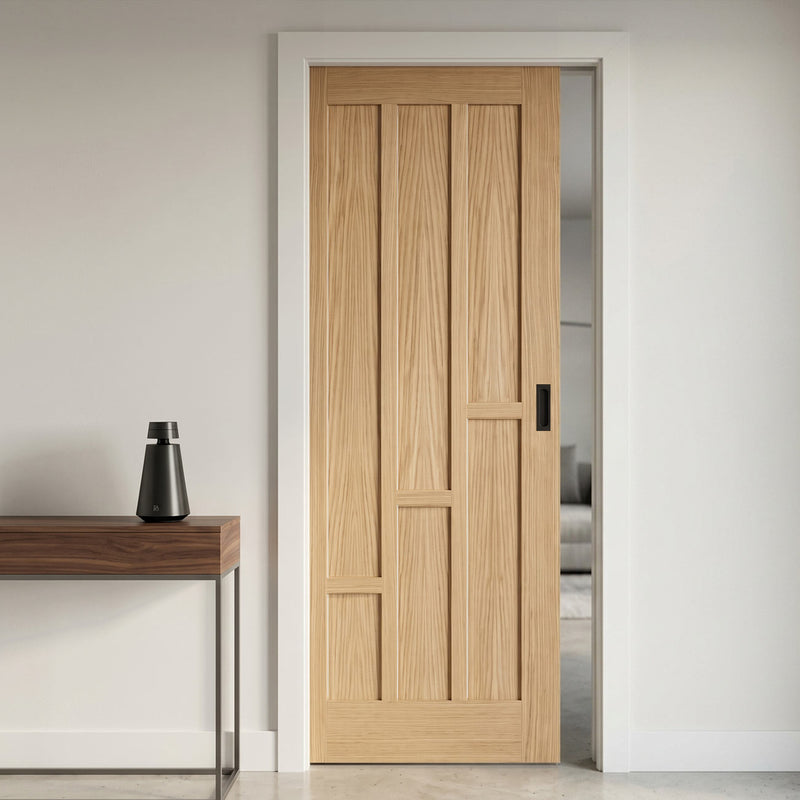 Coventry Oak 6 Panel Single Evokit Pocket Door - Prefinished