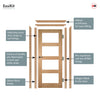 EasiKit Internal Door and Frame Kit - All Fittings Included - Coventry Shaker Style Oak Internal Door - Clear Glass - Unfinished