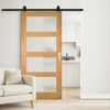 Top Mounted Sliding Track & Door - Coventry Shaker Style Oak Door - Frosted Glass - Unfinished