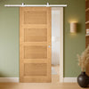 Top Mounted Stainless Steel Sliding Track & Door - Coventry Shaker Style Oak Door - Unfinished