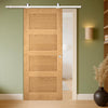 Top Mounted Stainless Steel Sliding Track & Door - Coventry Shaker Style Oak Door - Unfinished