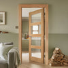 EasiKit Internal Door and Frame Kit - All Fittings Included - Coventry Shaker Style Oak Internal Door - Clear Glass - Unfinished