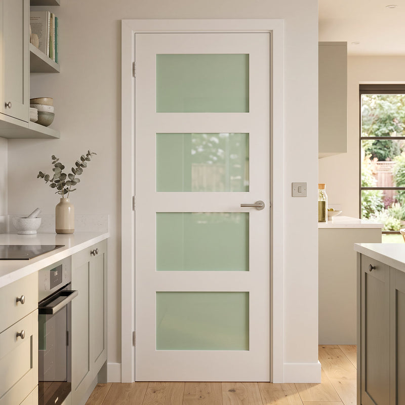 Coventry White Primed Shaker Internal Door - Frosted Glass