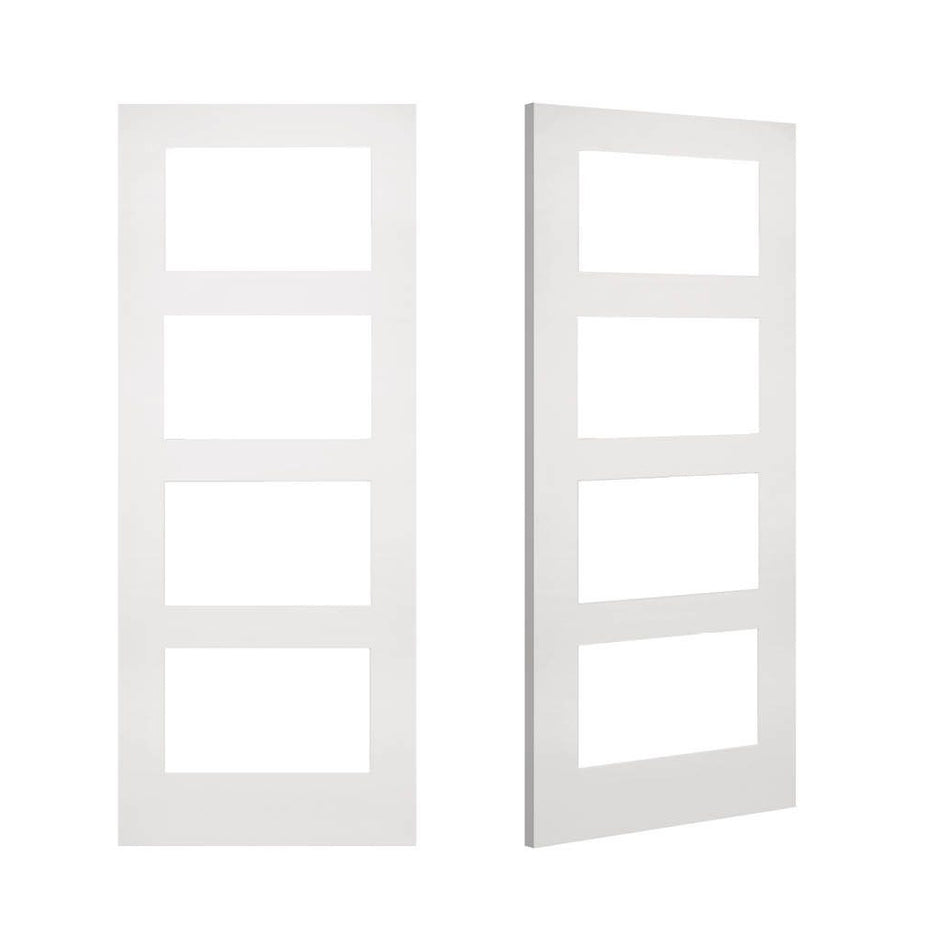 White Room Divider - Coventry White Primed Glazed Door Pair with Full Glass Side - 2018mm High - Multiple Widths