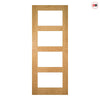 Top Mounted Sliding Track & Door - Coventry Shaker Style Oak Door - Frosted Glass - Unfinished