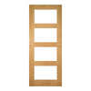 EasiKit Internal Door and Frame Kit - All Fittings Included - Coventry Shaker Style Oak Internal Door - Clear Glass - Unfinished