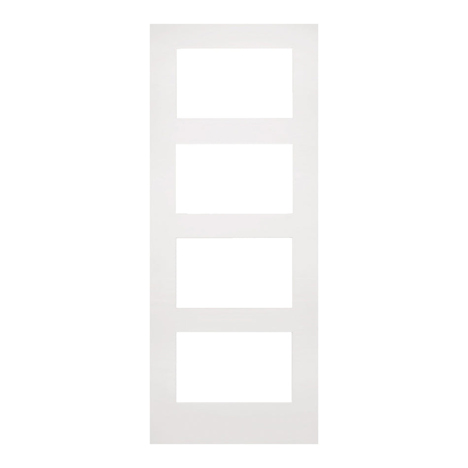 EasiKit Internal Door and Frame Kit - Coventry White Primed Shaker Internal Door - Clear Glass