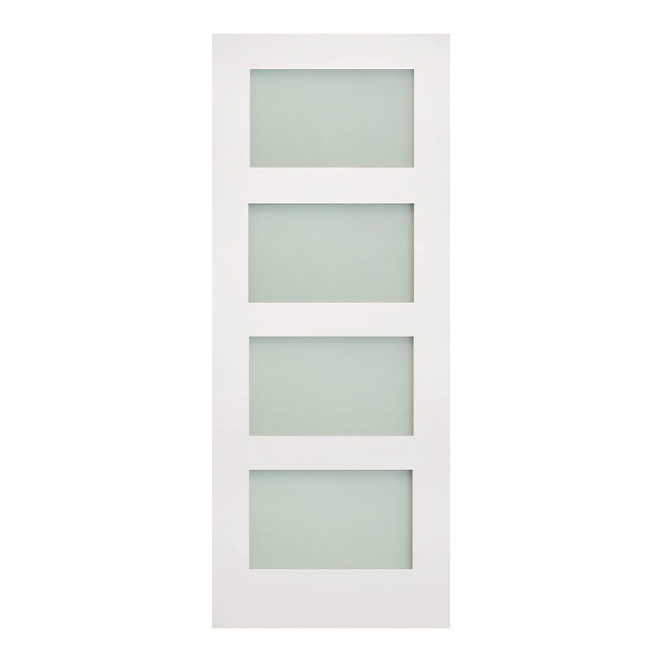 EasiKit Internal Door and Frame Kit - Coventry White Primed Shaker Internal Door - Frosted Glass