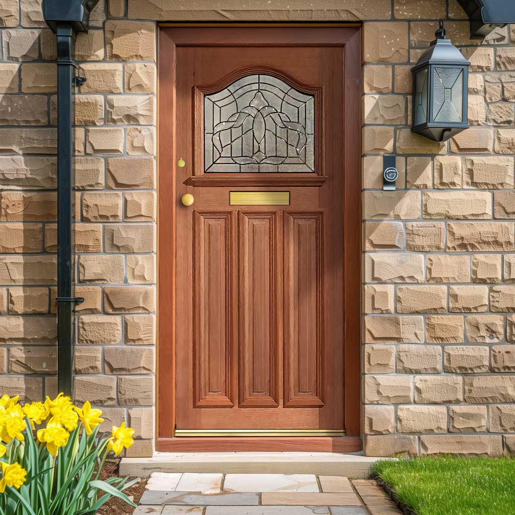 Classic Meranti Wooden Estate Crown Front Door - Tri Glazing