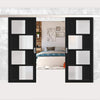 Double Sliding Door & Premium Wall Track - Eco-Urban® Cusco 4 Pane 4 Panel Doors DD6416SG Frosted Glass - 6 Colour Options
