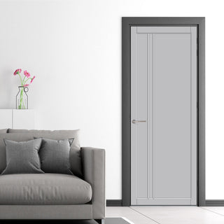 Image: Milano Panel Solid Wood Internal Door UK Made  DD0101P - Mist Grey Premium Primed - Urban Lite® Bespoke Sizes