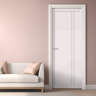 Image: Milano Panel Solid Wood Internal Door UK Made  DD0101P - Cloud White Premium Primed - Urban Lite® Bespoke Sizes