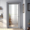Bella Solid Wood Internal Door UK Made  DD0103C Clear Glass - Mist Grey Premium Primed - Urban Lite® Bespoke Sizes