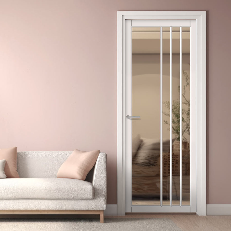 Tula Solid Wood Internal Door UK Made DD0104C Clear Glass - 7 Colour Options Premium Primed - Urban Lite® Bespoke Sizes