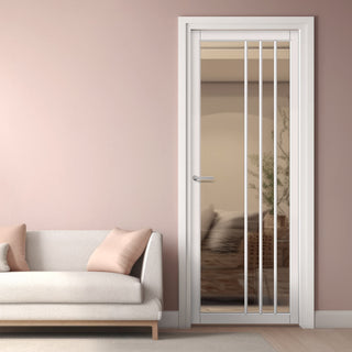 Image: Tula Solid Wood Internal Door UK Made  DD0104C Clear Glass - Cloud White Premium Primed - Urban Lite® Bespoke Sizes