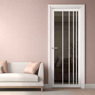 Image: Simona Solid Wood Internal Door UK Made  DD0105T Tinted Glass - Cloud White Premium Primed - Urban Lite® Bespoke Sizes